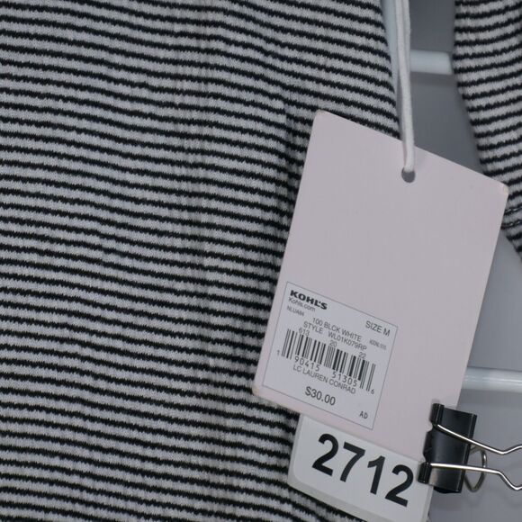LC Lauren Conrad Knit Top Women Medium Black White Striped Bell Sleeve NWT - Picture 2 of 10